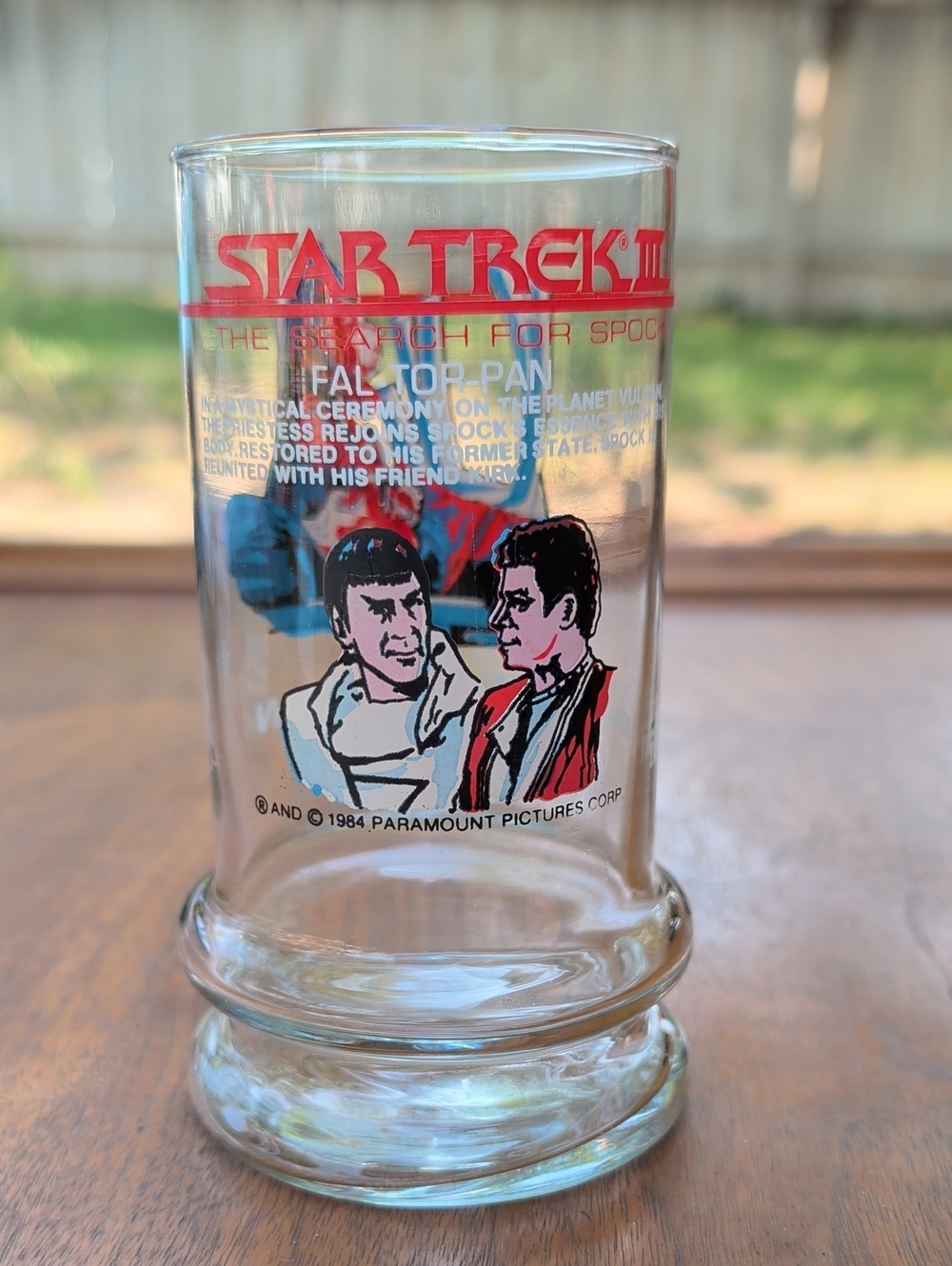 Star Trek III Collectible Glass 1984 Vintage Spock Fal-Tor-Pan Taco Bell